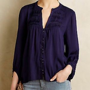Anthropologie Maeve navy peasant blouse